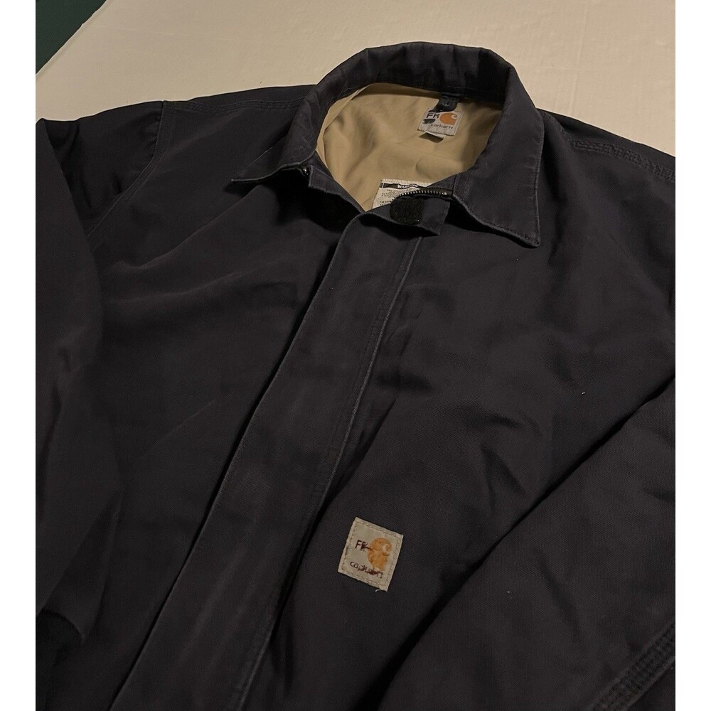VTG Carhartt FR Flame Resistant Bomber Jacket FRJ020 Navy Blue CAT 2  WorkWear